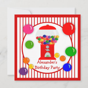 Gumball Machine Children's Birthday Invitations