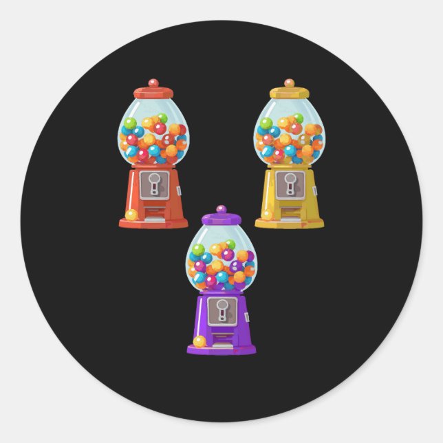 Gumball Machine Halloween Gum Dispenser Easy Costu Classic Round Sticker (Front)