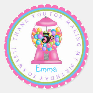 Gumball Machine Stickers- pink Classic Round Sticker