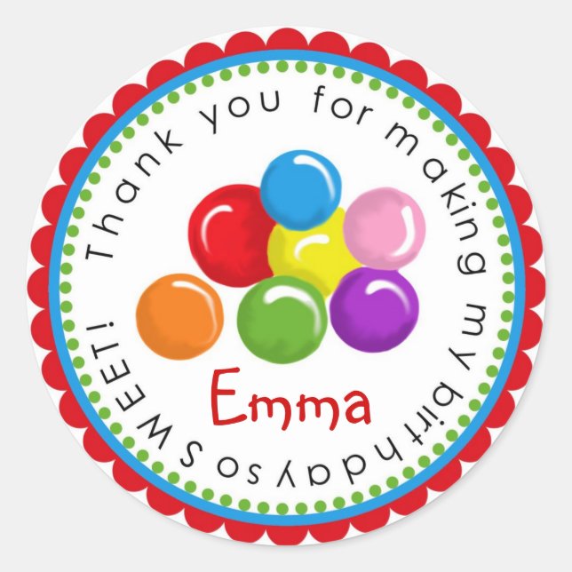 Gumballs Birthday Stickers (Front)