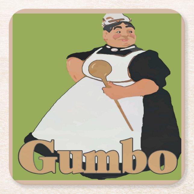 Gumbo Cook Square Paper Coaster (Front)