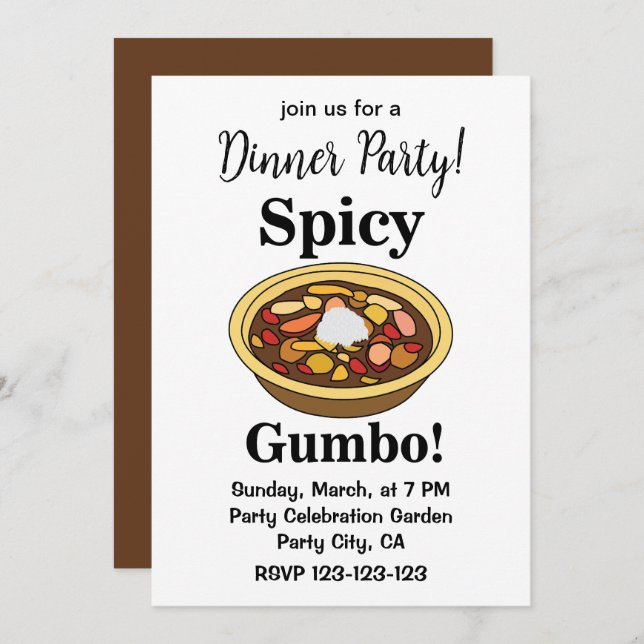 Gumbo Food Spicy Gumbo Invitation (Front/Back)