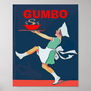 GUMBO,girl with bowl, Kitchen Poster