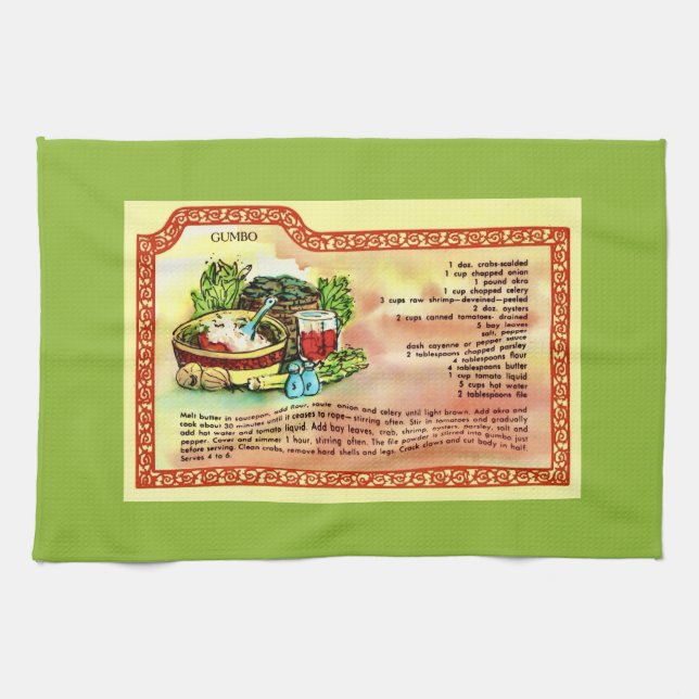 Gumbo Recipe Tea Towel (Horizontal)