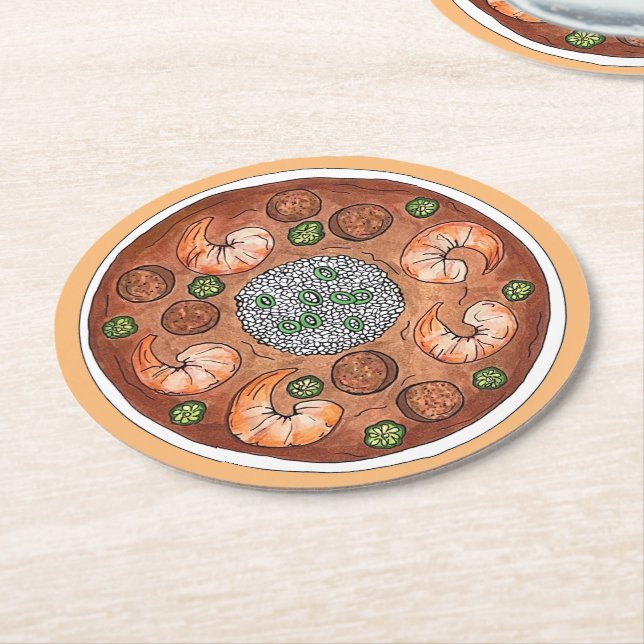 Gumbo Soup Louisiana LA New Orleans NOLA Food Round Paper Coaster (Angled)