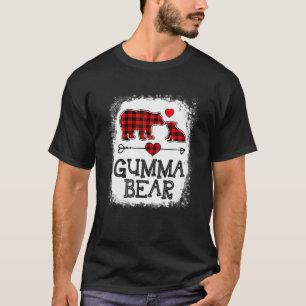 Gumma Bear Christmas Pajama Red Plaid Buffalo Fami T-Shirt