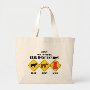 Gummi Bear Warning - Tahoe Wildlife Large Tote Bag