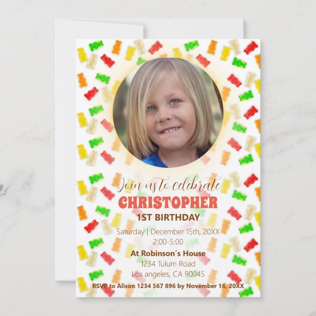 Gummies & Confetti Birthday Invitation (Front)
