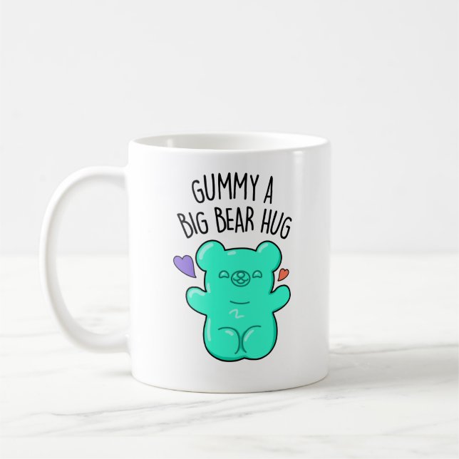 Gummy A Big Bear Hug Funny Candy Pun  Coffee Mug (Left)