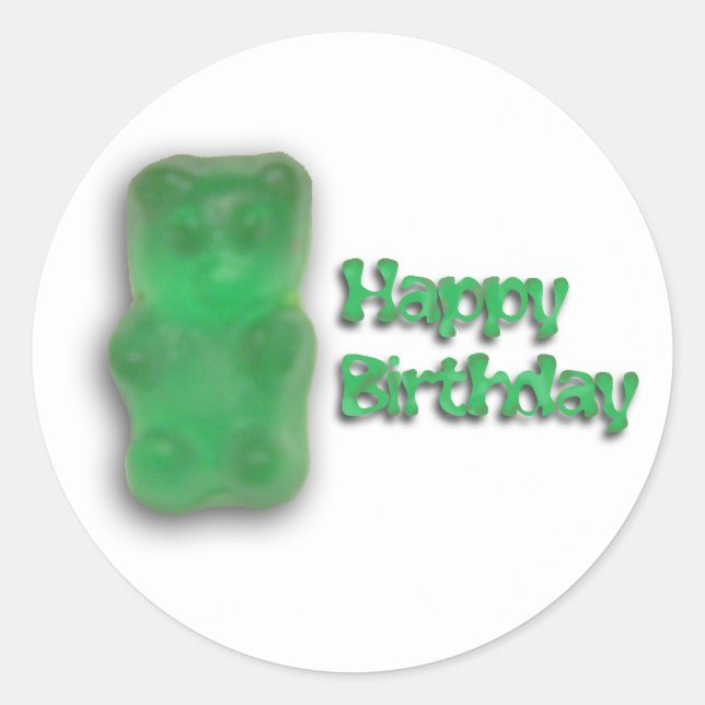Gummy Bear Birthday Classic Round Sticker (Front)
