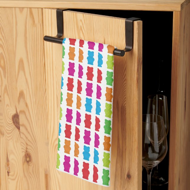 Gummy Bear Colourful Candy pattern Tea Towel (Thirds Fold)