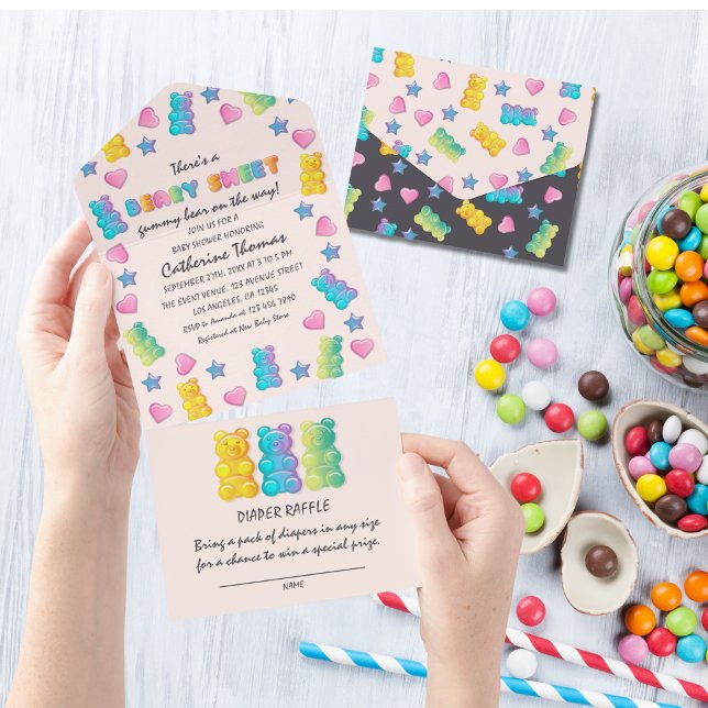 Gummy Bear Colourful Jelly Candy Baby Shower All In One Invitation (Creator Uploaded)