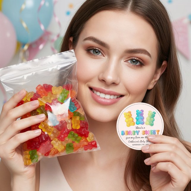 Gummy Bear Colourful Jelly Candy Baby Shower Classic Round Sticker (Creator Uploaded)