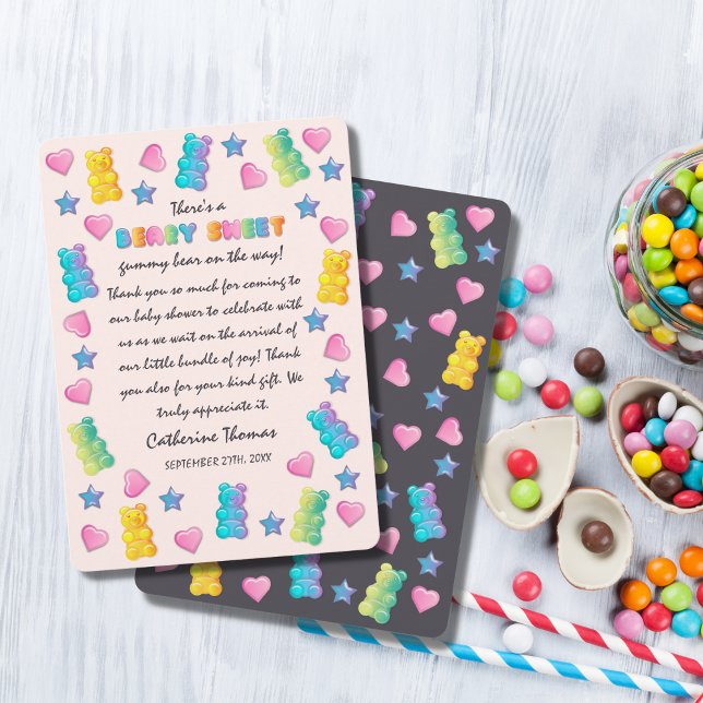 Gummy Bear Colourful Jelly Candy Baby Shower Thank You Card (Creator Uploaded)