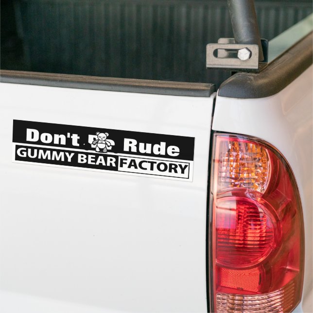 Gummy Bear Factory Warning Bumper Sticker (On Truck)