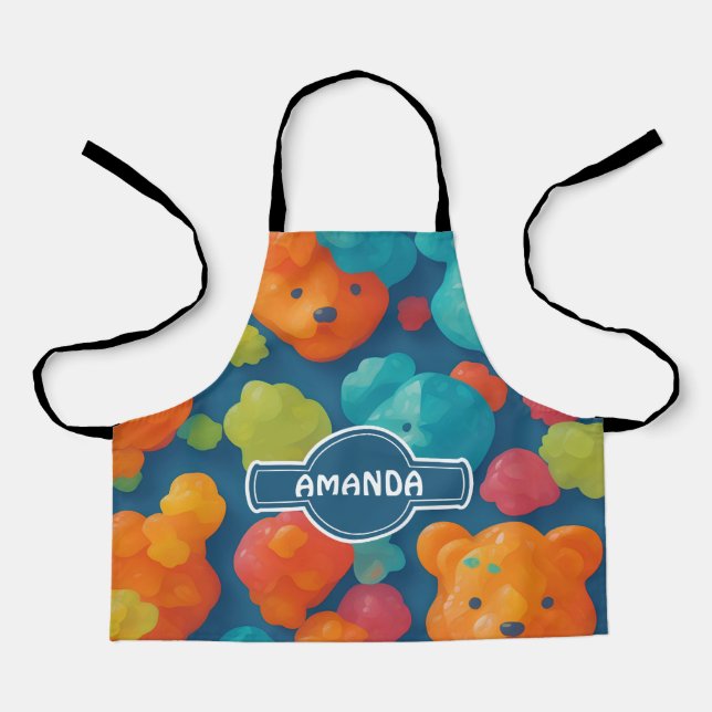 Gummy bear Floral Colourful Personalised Pattern Apron (Front)