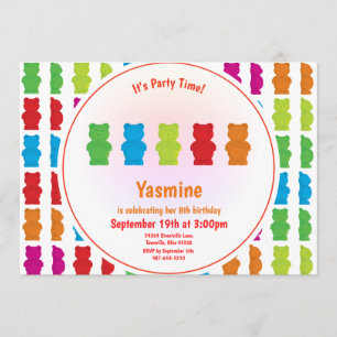 Gummy Bear Pattern Kid’s Birthday Invitation