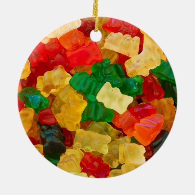 Gummy Bear Rainbow Coloured Candy Ceramic Ornament (Back)
