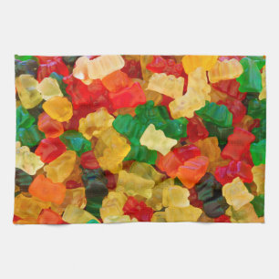 Gummy Bear Rainbow Coloured Candy Tea Towel