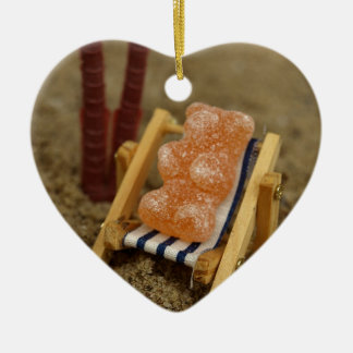 Gummy Bear Relaxing on Beach Ceramic Tree Decoration