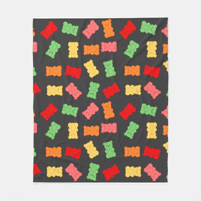 Gummy Bear Wrapping Paper Fleece Blanket (Front)