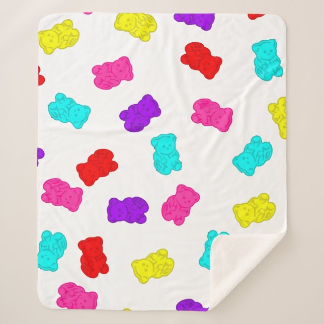 gummy bears colourful rainbow candy sherpa blanket (Front)