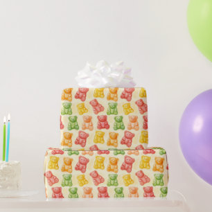 Gummy Bears Mint Pink Yellow Fruit Birthday Wrapping Paper