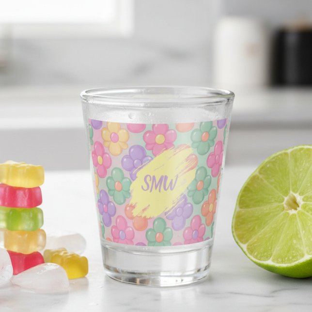 Gummy Candy Floral Personalised Shot Glass (Gummy Candy Floral Personalized Shot Glass)