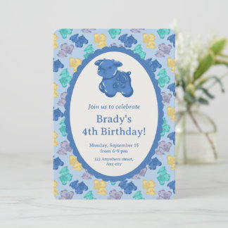 Gummy Cow Glacial Berry Icy Blue Party Invitation
