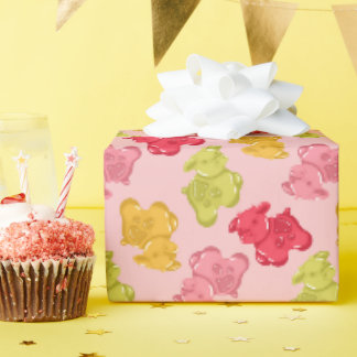 Gummy Cow Pink Tropical Fruit Wrapping Paper