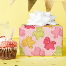 Gummy Horse Pink Tropical Fruit Wrapping Paper