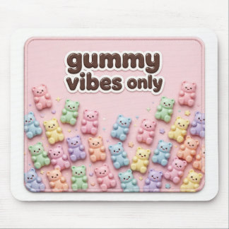 Gummy Vibes Only Pastel Bears Pink Kawaii Desk Mat Mouse Pad