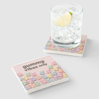 Gummy Vibes Only Pastel Gummy Bears Stone Coaster