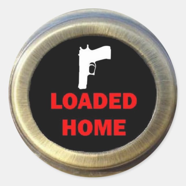 Gun Bearing Home Security Classic Round Sticker (Front)