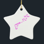 Gun Butterflies Pink Ceramic Ornament<br><div class="desc">Holiday Ornaments</div>