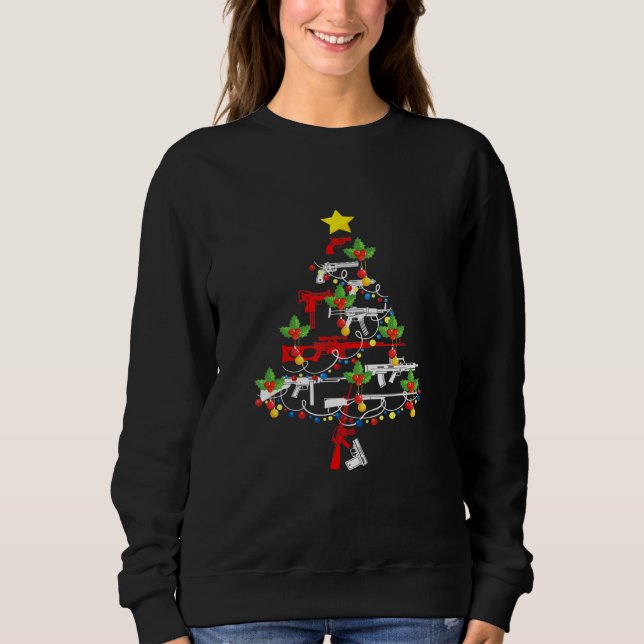 Gun Christmas Tree Xmas Ornament Gun Sweatshirt (Front)
