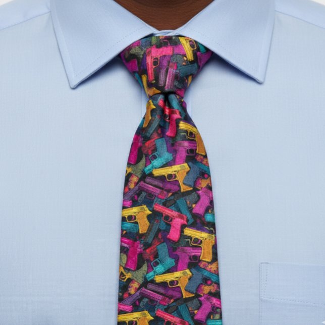 Gun Colorful Shooting Shooter Vibrant Tie (Creator Uploaded)