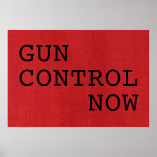 Gun Control Now on Red Linen Photo Protest Sign