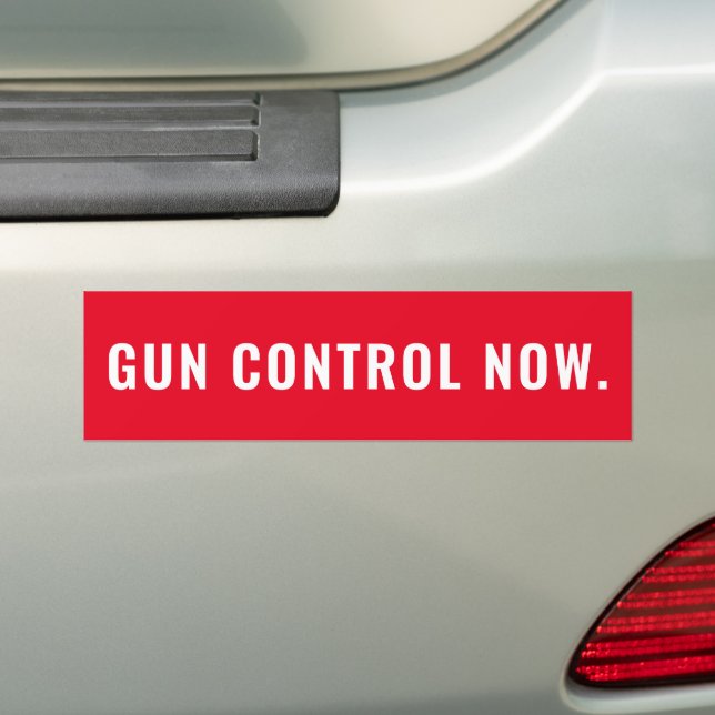 Gun Control Now red white text minimalist anti gun Bumper Sticker (On Car)