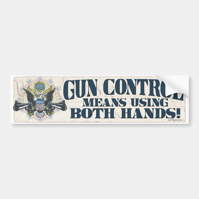 Gun Control: Using Both Hands Gun-Toting Eagle Bumper Sticker (Front)