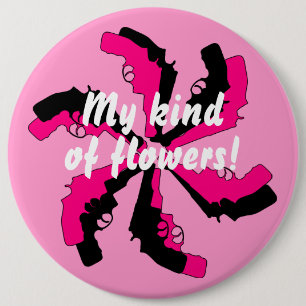 Gun Flower Pink Black Feminine 6 Cm Round Badge
