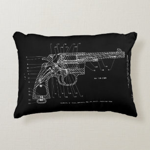 Gun Handgun 45 Calibre Revolver WWII Issue Decorative Cushion