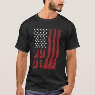 Gun Lover American Flag Design Shotgun Pistol Usa  T-Shirt
