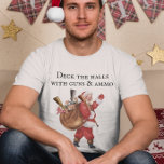 Gun Lover Santa Deck the halls Shooting  T-Shirt<br><div class="desc">This design may be personalised in the area provided by changing the photo and/or text. Or it can be customised by clicking Personalise this Template and then choosing the click to customise further option and delete or change the colour of the background, add text, change the text colour or style,...</div>