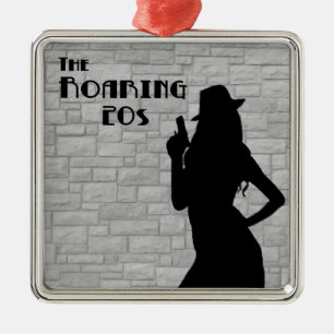Gun Moll Silhouette Metal Ornament