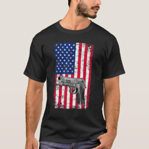 Gun Owner Usa American Pistol Gun Flag 2nd Ame T-Shirt