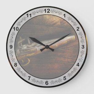 Gun - Pistol - Romance of pirateering Large Clock