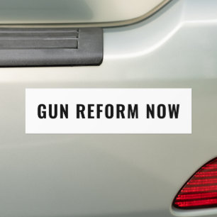 Gun reform now minimalist text white and black bumper sticker