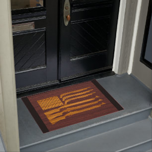 Gun Rifle Flag Wood Doormat