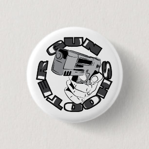 Gun shooter illustration 3 cm round badge
